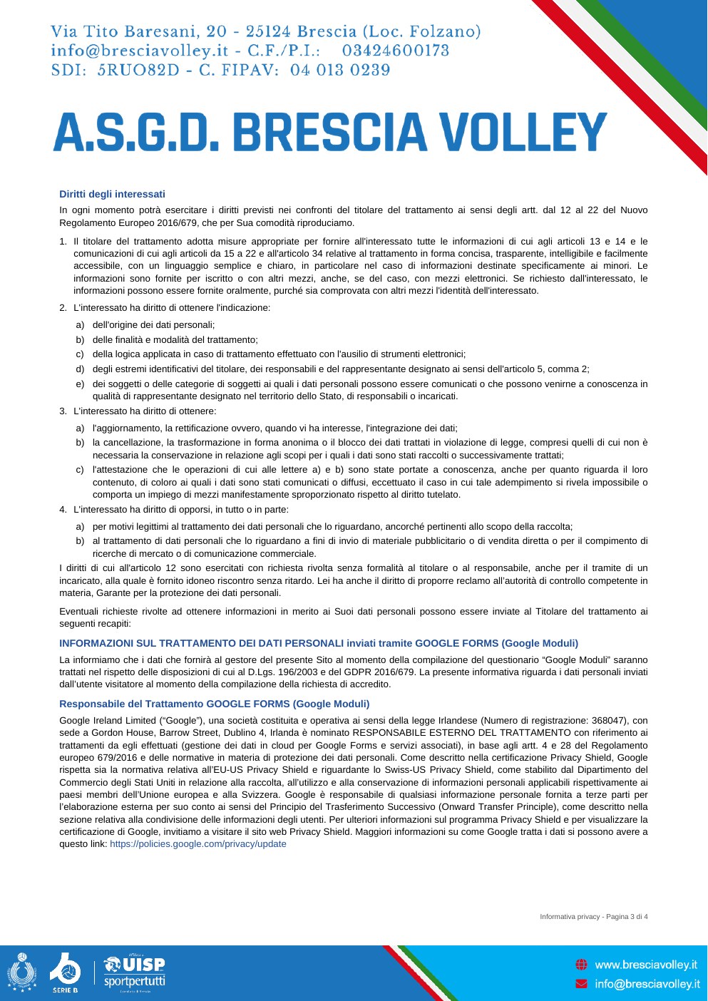 Informativa privacy - pagina 3 di 4